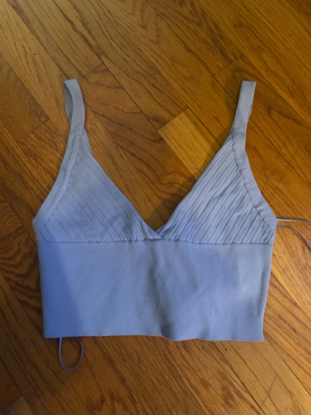 Zara Periwinkle Purple Rib Knit Crop Top Size Medium NWT